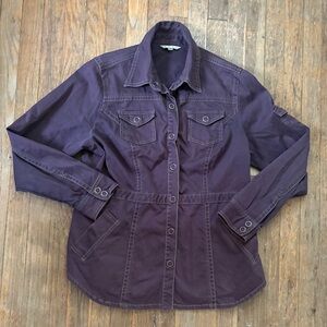 CAbi Women's Brown Utility Denim Jacket ~ sz XL